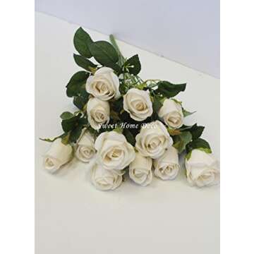 Sweet Home Deco 18'' Silk Rose Bud Artistic Bush for Decor