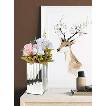 Serene Spaces Living Tall Mirror Strip Vase, Luxe Glass, Modern, 6.25x6.25x12.5 inches, Home Décor,...