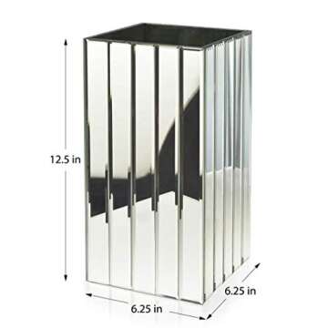 Serene Spaces Living Tall Mirror Strip Vase, Luxe Glass, Modern, 6.25x6.25x12.5 inches, Home Décor, Event Centerpieces and Much More