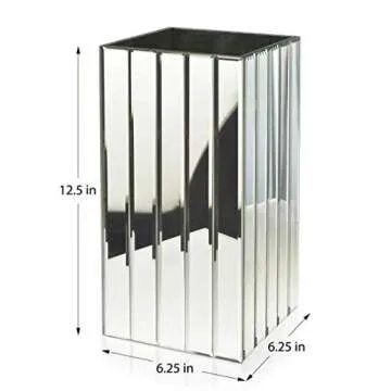 Serene Spaces Living Tall Mirror Strip Vase, Luxe Glass, Modern, 6.25x6.25x12.5 inches, Home Décor, Event Centerpieces and Much More
