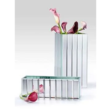 Serene Spaces Living Tall Mirror Strip Vase, Luxe Glass, Modern, 6.25x6.25x12.5 inches, Home Décor, Event Centerpieces and Much More