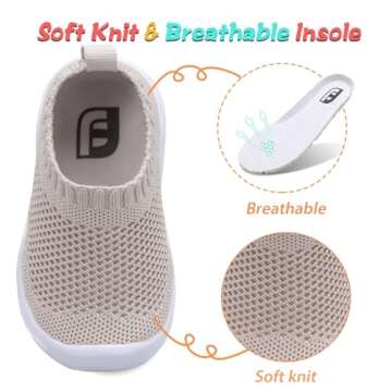 JOINFREE Toddler Shoes - Breathable Lightweight Slip-On Sneakers for Kids in Khaki