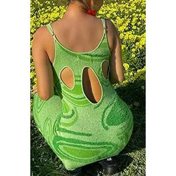 KOSUSANILL Y2k Dress Knitted Knit Backless Sexy Summer Going Out Club Party Trendy Bodycon Halter Dresses
