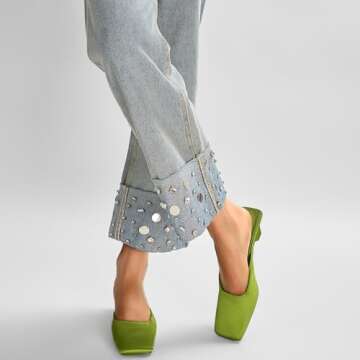 Fuazuzu Satin Closed Square Toe Kitten Heels Mules - Summer Elegance and Comfort