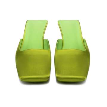 Fuazuzu Satin Mid-low Heels for Women, Elegant Casual Mules