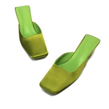 Fuazuzu Satin Mid-low Heels for Women, Elegant Casual Mules