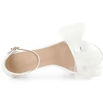 Perphy Open Toe High Heels Ankle Strap Bow Tie White Stiletto Heel Sandals for Women 8 M US