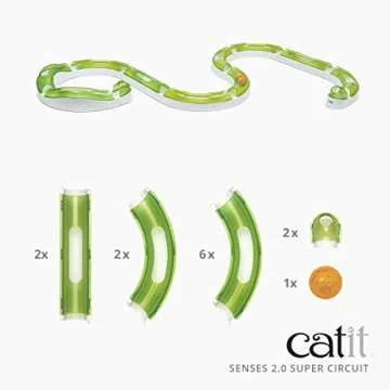 Catit Senses 2.0 Super Circuit Interactive Cat Toy - 12-Piece Closed-Track Ball Toy for All Breed Sizes