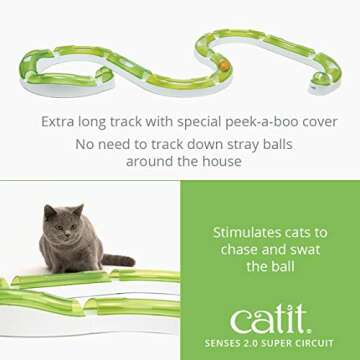 Catit Senses 2.0 Super Circuit Interactive Cat Toy - 12-Piece Closed-Track Ball Toy for All Breed Sizes