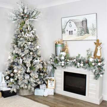 AuldHome Design Wicker Christmas Tree Collar (Gray Washed, 29-Inch), Real Wood Basket Weave Large Willow Tree Skirt