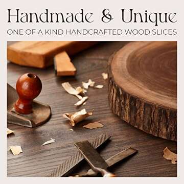 13″×2″ Handmade Wood Slices, Unique Wood Slices for Centerpieces, Splinterproof Craft Wood for Rustic Cake Stand or Wood Coasters, Wood Slab for Wooden Centerpieces for Tables, Wood by Designer Burlap