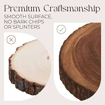 13″×2″ Handmade Wood Slices, Unique Wood Slices for Centerpieces, Splinterproof Craft Wood for Rustic Cake Stand or Wood Coasters, Wood Slab for Wooden Centerpieces for Tables, Wood by Designer Burlap