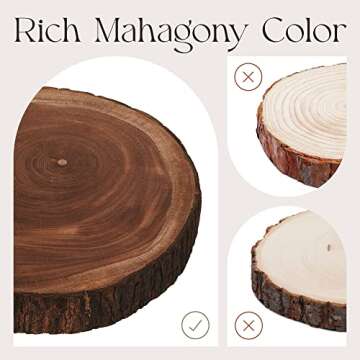 13″×2″ Handmade Wood Slices, Unique Wood Slices for Centerpieces, Splinterproof Craft Wood for Rustic Cake Stand or Wood Coasters, Wood Slab for Wooden Centerpieces for Tables, Wood by Designer Burlap