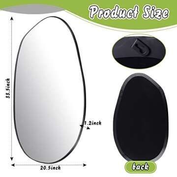 Weysat 33.5'' x 20.5'' Asymmetrical Mirror Irregular Wall Mirror Abstract Mirror for Wall Decor Meta...