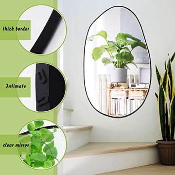 Weysat 33.5'' x 20.5'' Asymmetrical Mirror Irregular Wall Mirror Abstract Mirror for Wall Decor Metal Frame Abstract Mirror Modern Hanging Decorative for Bathroom Home Bedroom Entryway Living Room