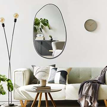 Weysat 33.5'' x 20.5'' Asymmetrical Mirror Irregular Wall Mirror Abstract Mirror for Wall Decor Metal Frame Abstract Mirror Modern Hanging Decorative for Bathroom Home Bedroom Entryway Living Room