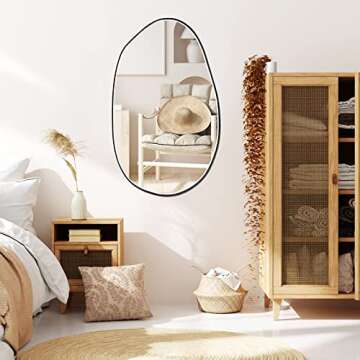 Weysat 33.5'' x 20.5'' Asymmetrical Mirror Irregular Wall Mirror Abstract Mirror for Wall Decor Metal Frame Abstract Mirror Modern Hanging Decorative for Bathroom Home Bedroom Entryway Living Room