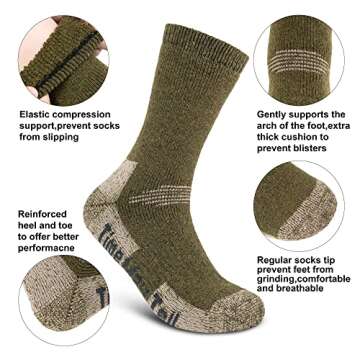 Time May Tell Men's Merino Wool Hiking Socks - 3 Pairs