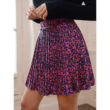 Stylish SweatyRocks Women's Floral Pleated Skirt
