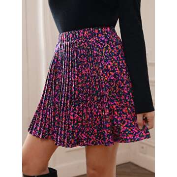 Stylish SweatyRocks Women's Floral Pleated Skirt
