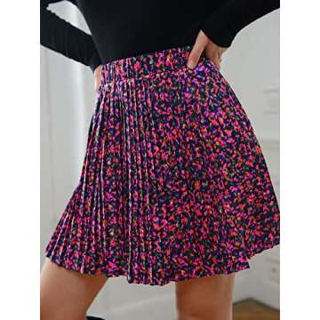 Stylish SweatyRocks Women's Floral Pleated Skirt