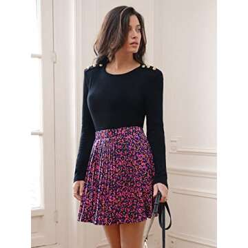 Stylish SweatyRocks Women's Floral Pleated Skirt
