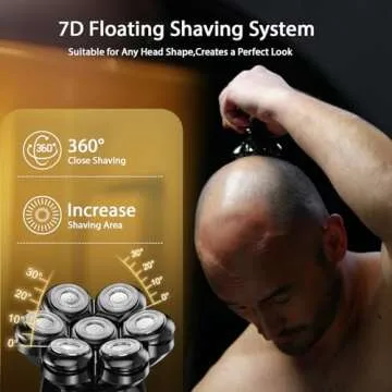 Head Shavers for Bald Men, Wyklaus Detachable Head Shavers 5-in-1 Electric Razor IPX7 Waterproof Dry Wet Shaving for Men Women,7D Rotary Shaver Grooming Kit with LED Display, USB Rechargeable