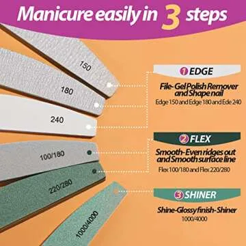 Teenitor Nail File Buffer, Nail Files, Nail Buffer Set to File, Shape,Smooth, Buffer and Shine Nails, Half-Moon
