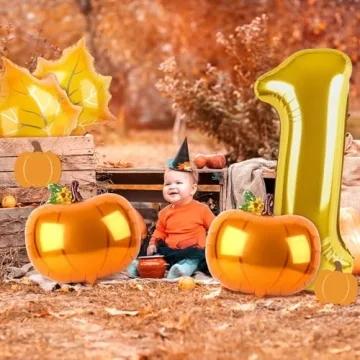Pumpkin First Balloon Set for 1st Birthday Celebrations