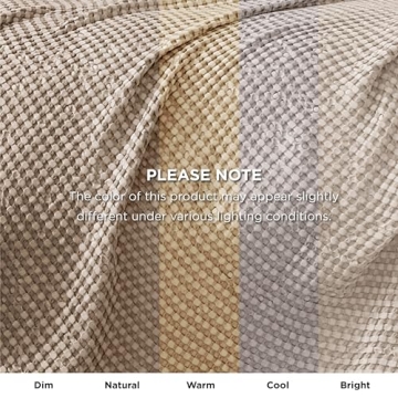 Bedsure Cooling Cotton Waffle Queen Size Blanket -Lightweight Breathable Summer Blanket of Rayon Derived from Bamboo for Hot Sleepers, Luxury Throws for Bed, Couch and Sofa, Taupe, 90x90 Inches