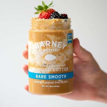 Barney Butter Almond Butter, Bare Smooth, 16 Ounce Jar, No Added Sugar or Salt, Skin-Free Almonds, No Stir, Non-GMO, Gluten Free, Keto, Paleo, Vegan
