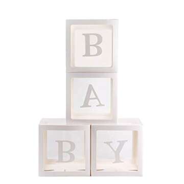Baby Shower Decorations Balloons Box, DIY Transparent Baby Shower Boxes Decor for Gender Reveal Part...