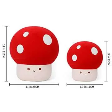 WeBingo Plush Mushroom Pillow 12 Inch Cute Stuffed Toy