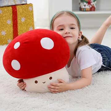 WeBingo Plush Mushroom Pillow 12 Inch Cute Stuffed Toy