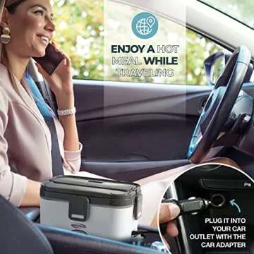 Electric Lunch Box, Electric Lunch Box for Adults, electric lunch box food heater for car, electric heated lunch box for man and woman, 70w food warmer lunch box for work, 1.8L, Cutlery Set, Ice Pack