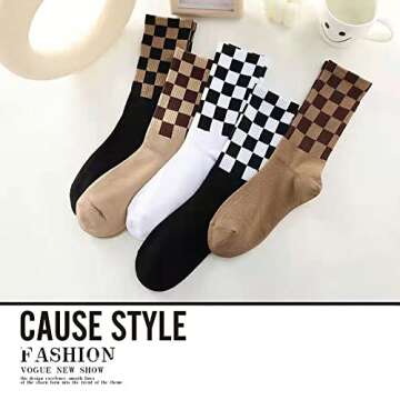 Checkered Socks, Fashion Socks for Women, Checkered Socks Women, Cotton Funny Crew Socks Fun Cozy Cu...
