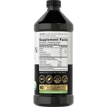 Carlyle Pumpkin Seed Oil 16oz Organic Cold Pressed | Extra Virgin | Vegetarian, Non-GMO, Gluten Free...