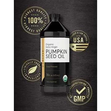 Carlyle Pumpkin Seed Oil 16oz Organic Cold Pressed | Extra Virgin | Vegetarian, Non-GMO, Gluten Free | Safe for Cooking | Great for Hair and Face