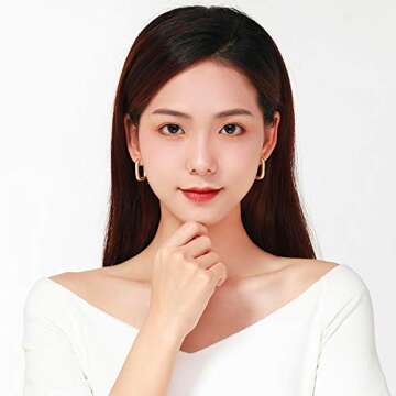 Minimalist Geometric Stud Earrings Yellow Gold Matte Plating Simple Fashion Hoop Earrings Costume je...