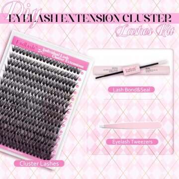 FADLASH DIY Lash Extension Kit Individual Lashes Cluster D Curl Eyelash Extension Kit with Lash Bond...