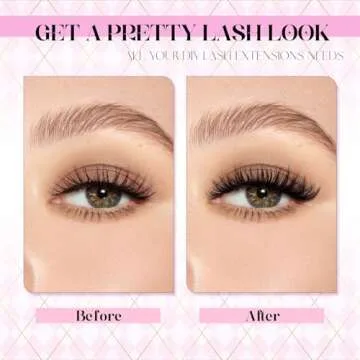 FADLASH DIY Lash Extension Kit Individual Lashes Cluster D Curl Eyelash Extension Kit with Lash Bond and Seal and Lash Applicator Tool for Self Application at Home (40D-0.07D-12-18MIX KIT)