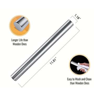 Stainless Steel Chopping Board with Lip, 31.5”x 19.7” Large Steel Cutting Board with Rolling Pin, Metal Noodle Board Pastry Board Kneading Dough Board Stove Top Cutting Board for Kitchen