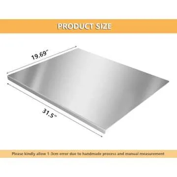 Stainless Steel Chopping Board with Lip, 31.5”x 19.7” Large Steel Cutting Board with Rolling Pin, Metal Noodle Board Pastry Board Kneading Dough Board Stove Top Cutting Board for Kitchen