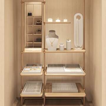 Oirlv Linen 7 Lines Ring Storage Organizer for Jewelry Display