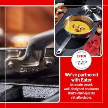 Heritage Steel x Eater 10 Piece Cookware Set | Made in USA | 5 Ply Fully Clad Stainless Steel Cookwa...