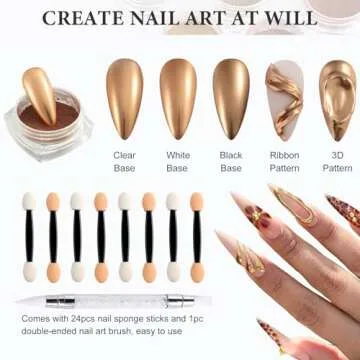 SUTOKAKA 24 Colors Chrome Nail Powder Set Metallic Mirror Effect Holographic Nail Powder Iridescent ...