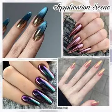 SUTOKAKA 24 Colors Chrome Nail Powder Set Metallic Mirror Effect Holographic Nail Powder Iridescent Aurua Nail Chrome Powder Pigment Dust for Nail Art Decor French Manicure Supplies