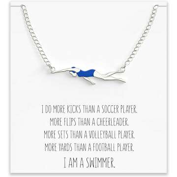 Swimming Gift Necklace for Girls & Teens - Swimmer Charm