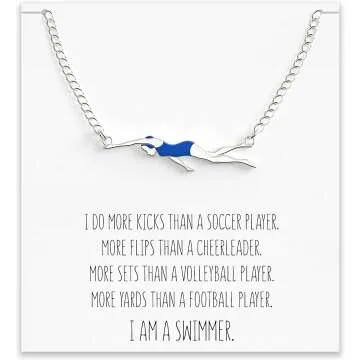 Swimming Gift Necklace for Girls & Teens - Swimmer Charm