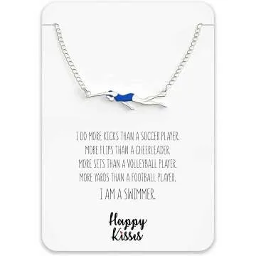 Swimming Gift Necklace for Girls & Teens - Swimmer Charm